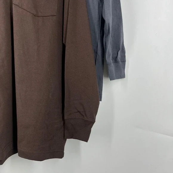 Dickies Mens 2 Pack Long Sleeve Pocket T-Shirt WL450 Brown Gray Medium NWT - Picture 5 of 13